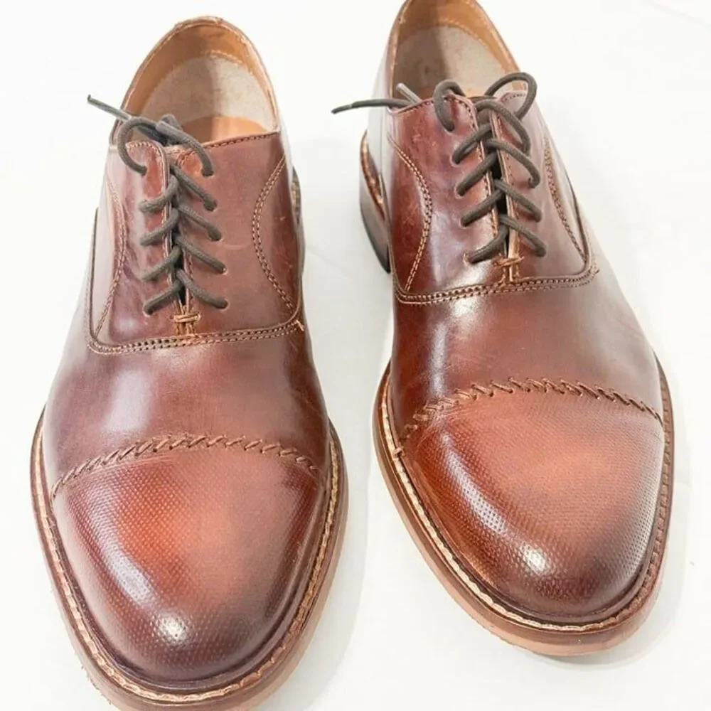 Joseph Abboud NWB Sz 8.5 Brown Essex Cap Toe Men's Oxfords Shoes